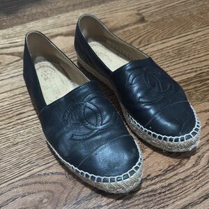 Chanel Black Espadrille Flats size 39